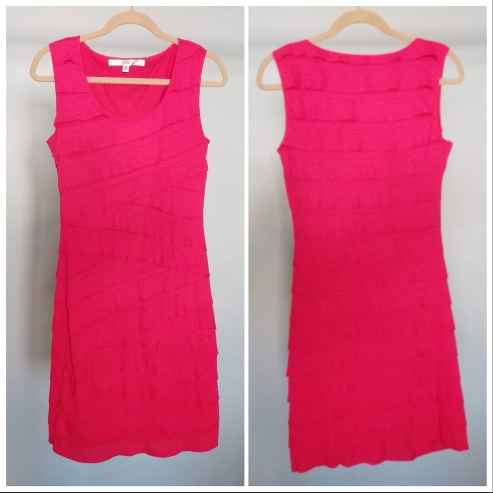 Red cocktail dress. Great for holiday parties.